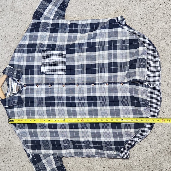 ANTHROPOLOGIE Pilcro The Bo Boyfriend Flannel Gingham Navy Blue Shirt | Size M/L - Picture 8 of 11